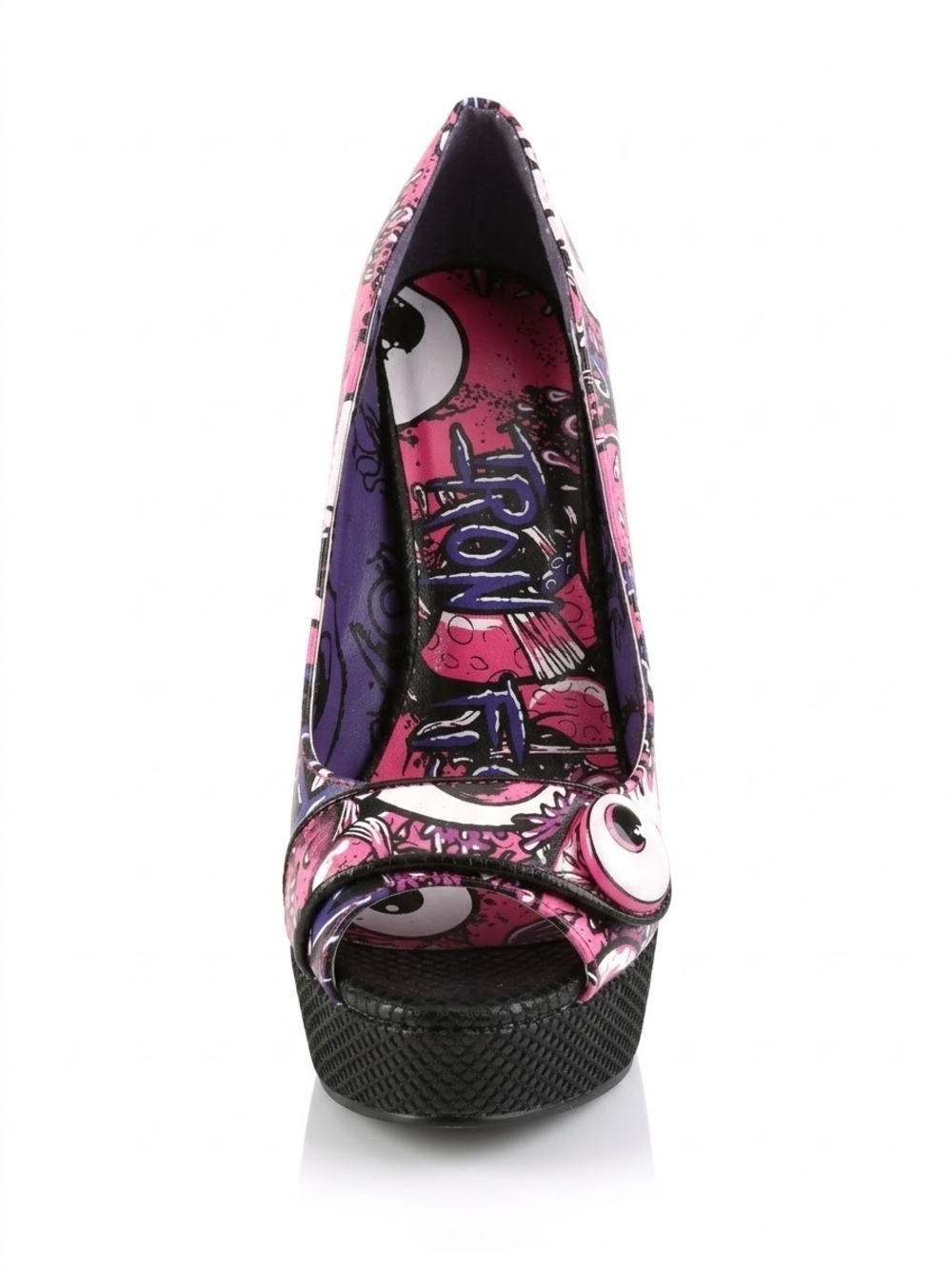 Iron Fist Pink and Purple Graphic Peep-Toe Platform Heels